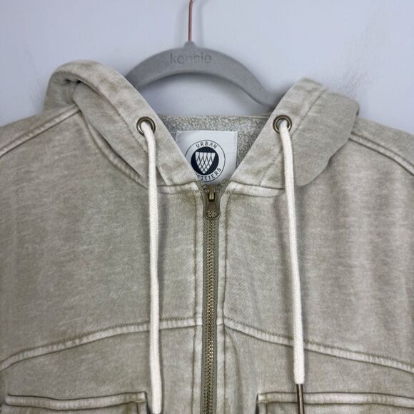 URBAN OUTFITTERS | Yogi Cropped Zip Fleece Hoodie Acid Wash Green Women’s Size M - Picture 5 of 11